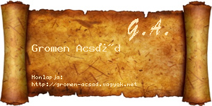 Gromen Acsád névjegykártya
